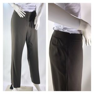 Lafayette 148 New York Brown Wool Wide Leg Pants 8